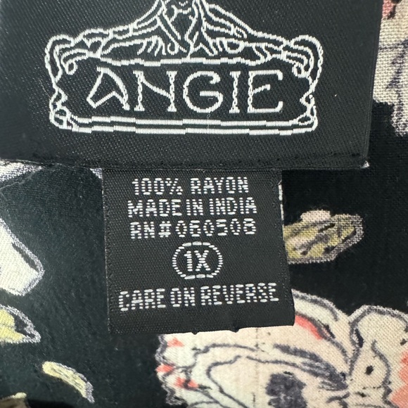 Angie Black Floral Long Kimono Robe Open Front Duster 1X Resort Boho Beach Z - Picture 4 of 7